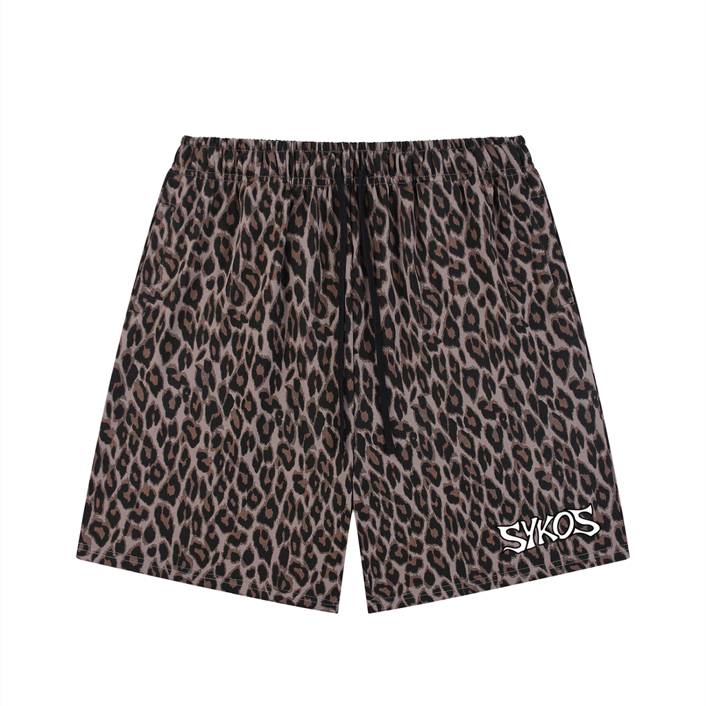 Unisex Heavyweight Leopard Drawstring Shorts